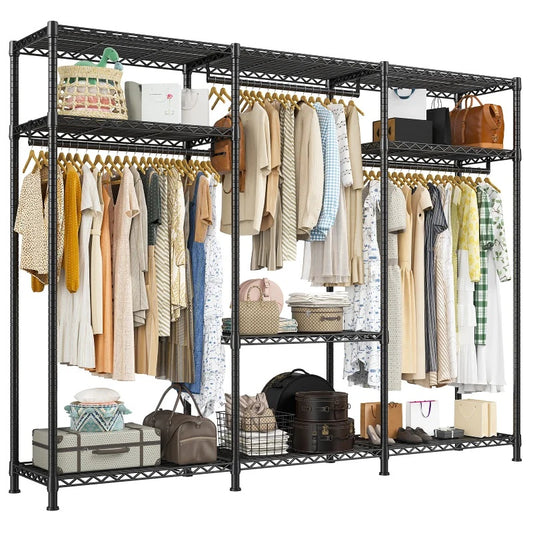 795 LBS Portable Clothes Rack, Adjustable & Heavy Duty Clothing Rack With Shelves