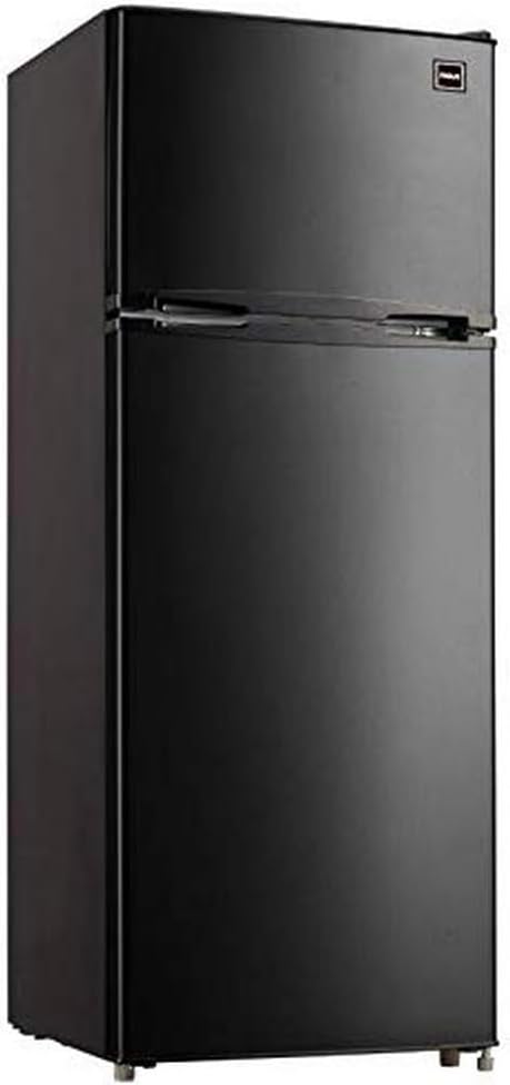 Black Apartment Size-Top Freezer-2 Door Fridge-Adjustable Thermostat Control-Black-7.5 Cubic Feet