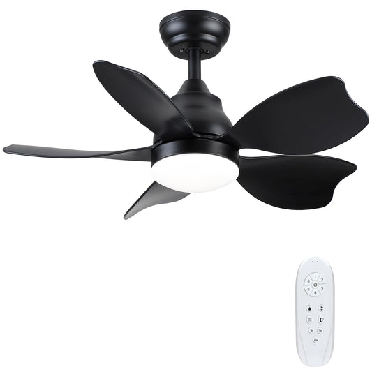 Newday Ceiling Fans with Lights and Remote Control, 30 inch Small Black Ceiling Fan, Quiet Reversible Motor, Modern Ceiling fan for Bedroom, Living Room