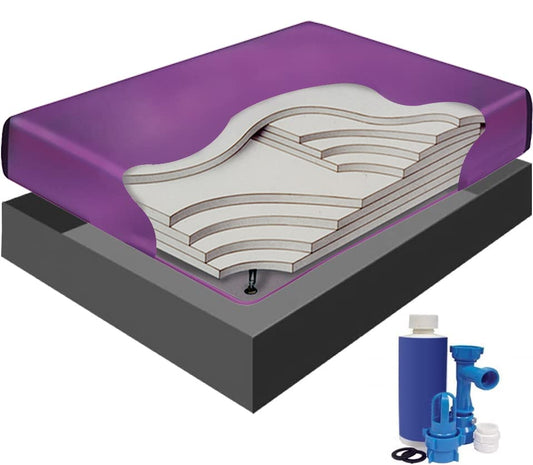 Queen Size Waveless Waterbed Mattress Bundle, Includes Fill & Drain Kit, 8oz. Water Conditioner and Stand-Up Liner, Heavy Duty Vinyl, 60" W x 84" L x 9" H Size Queen