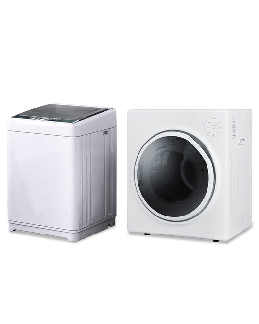 Washer and Dryer Combo Set, 17.6lbs Full-Automatic Washing Machine with Drain Pump & 13LBS Portable Clothes Dryer (White)