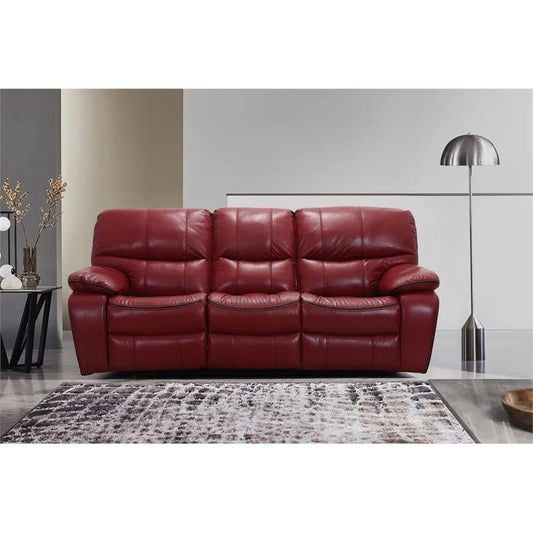 Homelegance Pecos Leather Gel Manual Double Reclining Sofa, Red