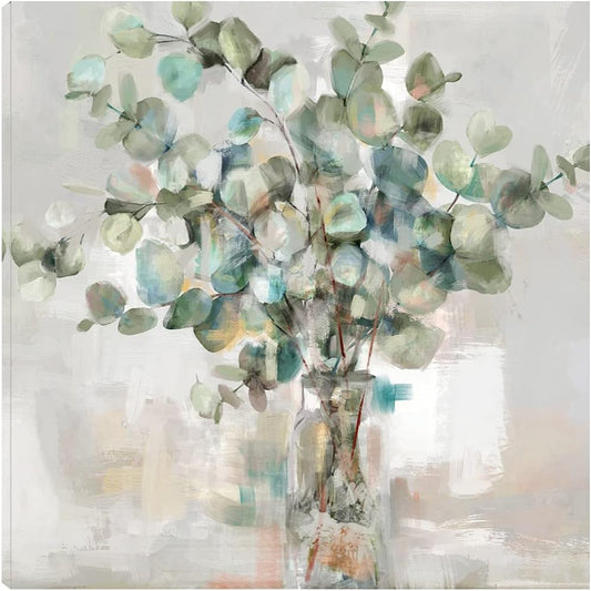 Fine Art Canvas Essential Greens II Canvas Print by Artist Studio Arts for Living Room, Bedroom, Bathroom, Kitchen, Office, Bar, Dining & Guest Room - Ready to Hang - 37 in x 37 in