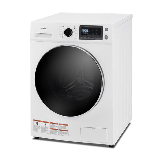 24" Washer and Dryer Combo 2.7 cu.ft 26lbs Washing Machine Steam Care, Overnight Dry, No Shaking Front Load Full-Automatic Machine, Dorm White