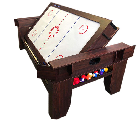 2 in 1-7Ft Red Pool Table Billiard Become an Air Hockey Table with Accessories