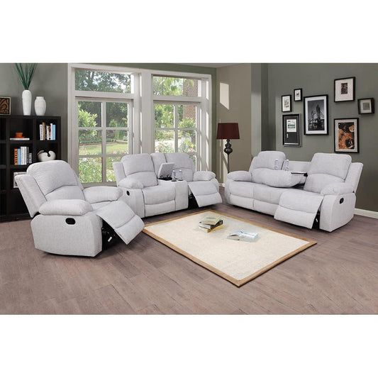 A Ainehome Living Room Furniture Set Leather Recliner Sofa Set Loveseat Chair Furniture Sofa Set for Living Room/Small Space/Rv/House/Office/Theater Seating (A-Grey White Microfiber,3 Piece Set)