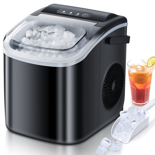 Bullet 6 Minute Ice Maker Machine , 26.5lbs/24Hrs, Portable Ice Maker Machine with Self-Cleaning, Ice Bags, Ice Scoop, and Basket, Ice Maker for Home/Kitchen/Office/Party/RV