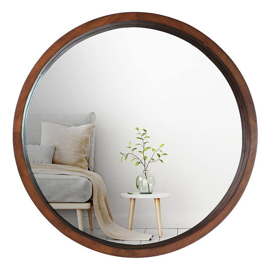 Mirrorize Round Mirror 30" for Living Room Wall Decor, Decorative Circle Mirror, Bathroom Vanity Mirror, Farmhouse Large Circular Mirror for Entryway