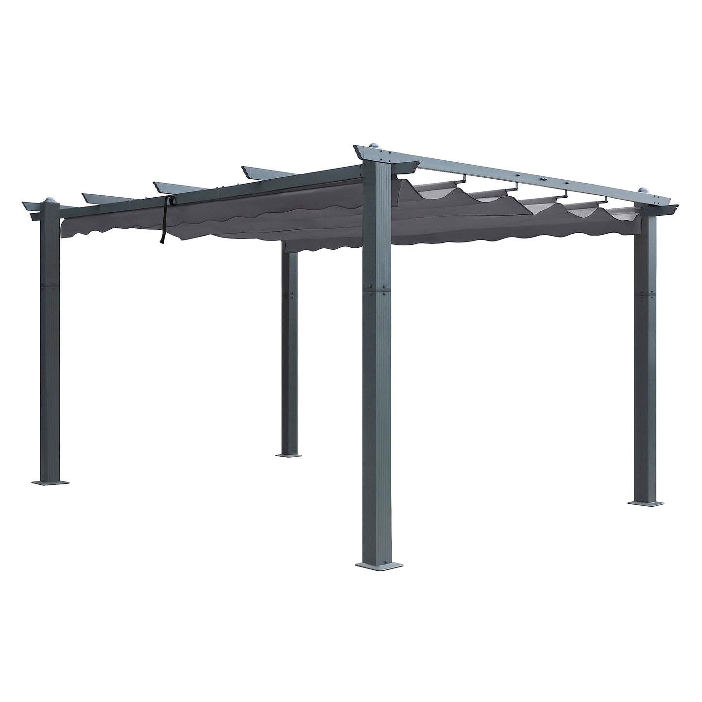 13x10ft Pergola, Aluminum Pergola w/Thicker Post & Upgraded Retractable Pergola Canopy, Metal Pergolas and Gazebos Heavy-Duty Outdoor Shelter for Porch Yard, Gray