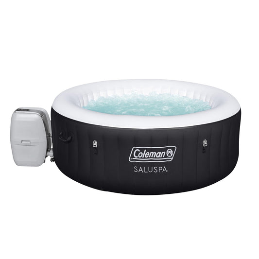 Bestway Coleman Miami AirJet 2 to 4 Person Inflatable Hot Tub Round Portable Outdoor Spa with 120 AirJets and Energy Efficient Saving Cover, Black