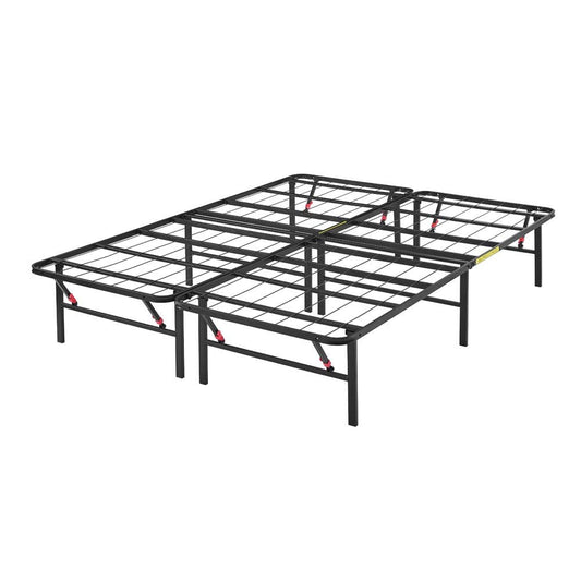 Foldable Metal Platform Bed Frame with Tool Free Setup for mattress, 14 Inches High, Queen, Black