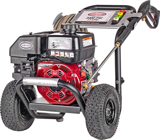 Simpson Cleaning MS61084-S MegaShot 3400 PSI Gas Pressure Washer, 2.5 GPM, Kohler SH270, Includes Spray Gun and Extension Wand, 5 QC Nozzle Tips, 5/16-in. x 25-ft. MorFlex Hose, Black
