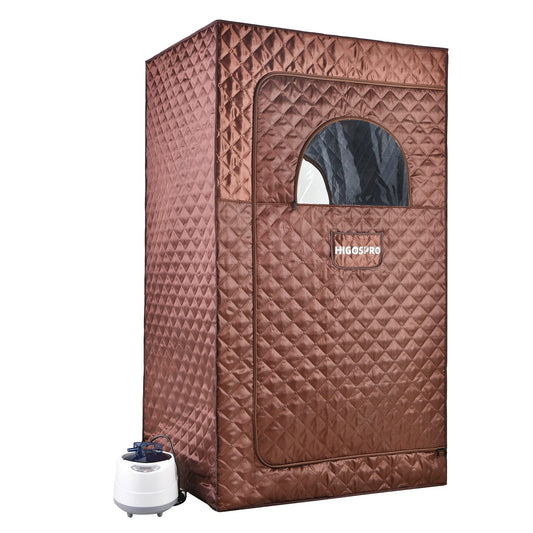 Portable Full Size Steam Sauna, Lightweight Steam Saunas for Home Spa, FCC Certified 2.6L & 1000W Steam Generator, 90 Minute Timer, Indoor Steam Sauna Tent with Remote Control, Brown