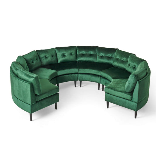 Modesty Glam Velvet Modular 6 Seater Sectional in Emerald Green