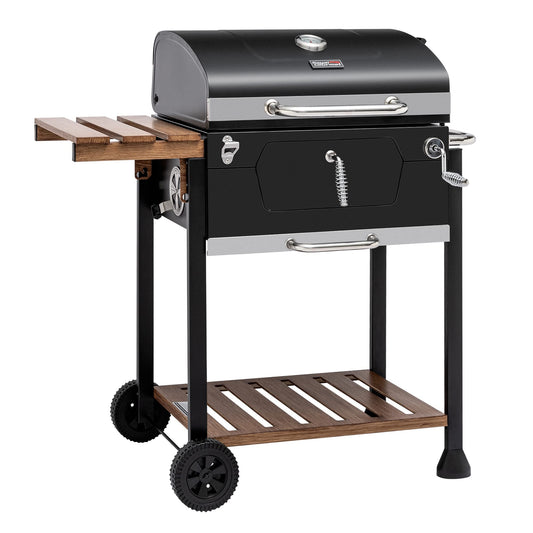 Royal Gourmet CD1824M 24-Inch Charcoal Grill, BBQ Smoker with Handle and Folding Table, Perfect for Outdoor Patio, Garden and Backyard Grilling, Black
