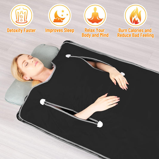 Linego Far Infrared Sauna Blanket for Detoxification,Portable Infrared Sauna Blanket for Detox with Remote Control(Regular Black)