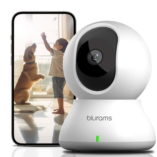 blurams Security Camera, 2K Indoor Camera 360-degree Pet Camera for Home Security w/Motion Tracking, Phone App, 2-Way Audio, IR Night Vision, Siren, Works with Alexa & Google Assistant