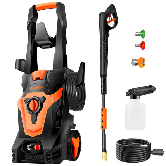 PowRyte Electric Pressure Washer, Foam Cannon, 2 Different Pressure Tips, Power Washer, 3500 PSI 2.4 GPM