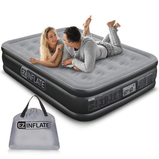 Queen Size Quick Inflate Air Mattress with Built-In Pump