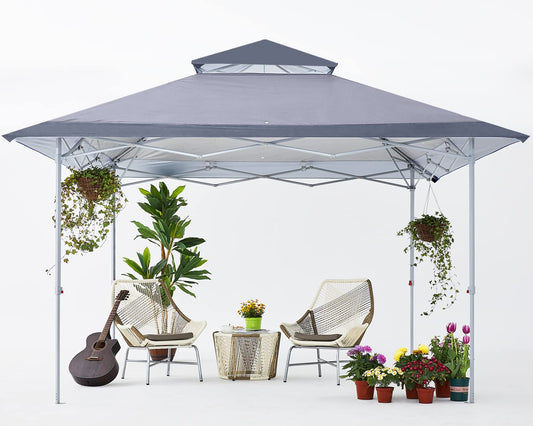 COOSHADE 13x13Ft Pop Up Canopy Tent Instant Folding Shelter 169 Square Feet Large Outdoor Sun Protection Shade(Light Gray)