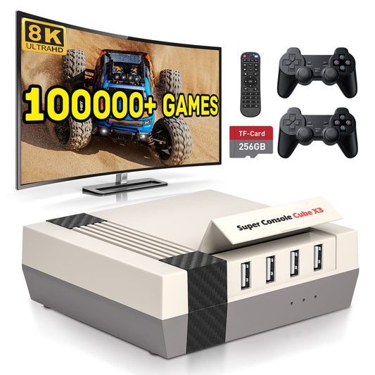 Kinhank Super Console CUBE X3 Retro Game Console with 100000+Games,Video Game Console with EmuElec 4.5/Android 9.0/CoreE,8K Output,2.4+5G,BT 4.0,Emulator Console Compatible with Most Emulators,Best Gifts