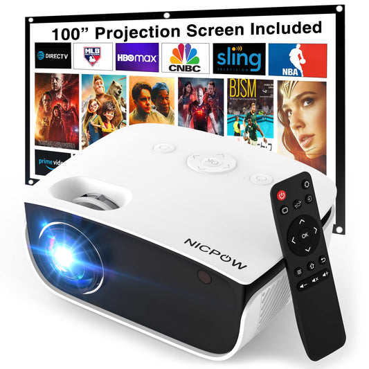 Mini Projector with 100" Screen, 1080P and 240" Supported Movie Projector 7500 L Portable Home Video Projector Compatible with Smartphone/TV Stick/PS5/PC/Laptop