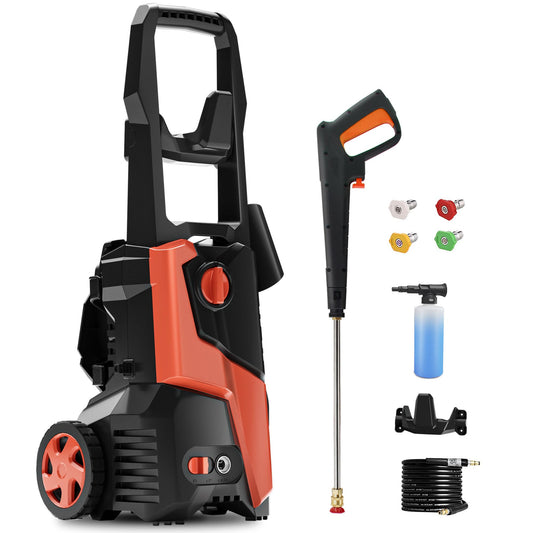 Fengrong Electric Pressure Washer - 4000PSI Max 2.5GPM, Electric Powered with 4 Quick Connect Nozzles, 25FT Hose, Soap Tank, Ideal for Car, Driveway, Patio, Pool Cleaning – Orange