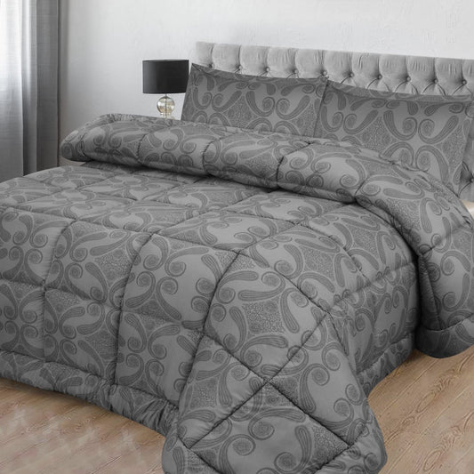 Utopia Bedding Queen Comforter Set (Paisley Grey) with 2 Pillow Shams - Bedding Comforter Sets - Down Alternative Comforter - Soft and Comfortable - Machine Washable