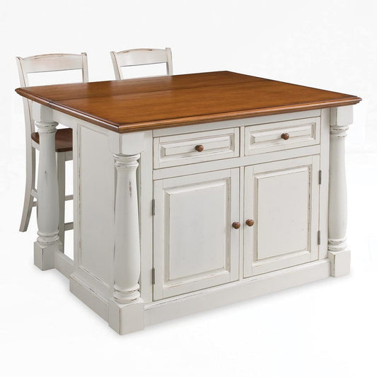 Monarch Drop Leaf Kitchen Island With 2 Stools