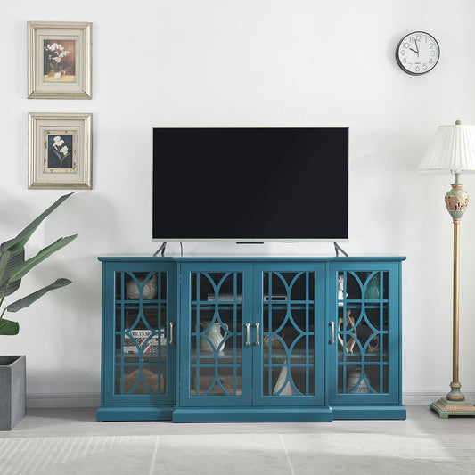 Teal Blue Sideboard Storage Buffet Cabinet TV Console