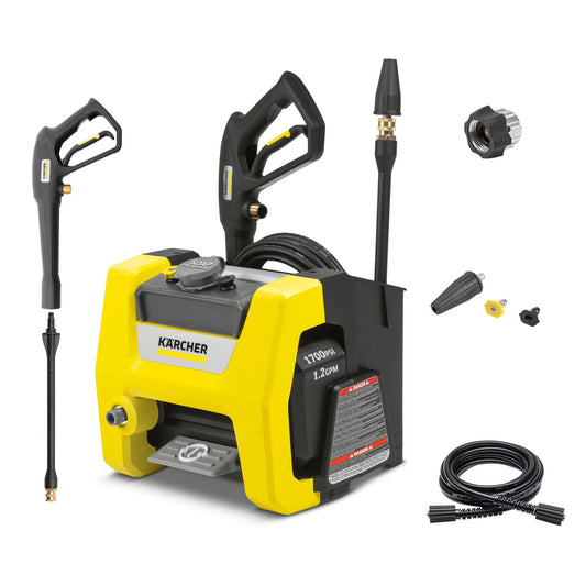 Kärcher - K1700 Cube TruPressure Electric Pressure Washer - 1700 PSI / 2125 Max PSI Power Washer - With 3 Nozzles for Cleaning Cars, Siding, Driveways, Fencing, & More - 1.2 GPM
