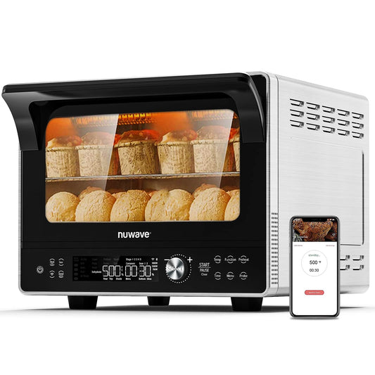 NuWave TODD ENGLISH iQ360 Digital Smart Oven, 20-in-1 Convection Infrared Grill Griddle Combo, 34-Qt Mega Capacity, 1800 Watts, Adjustable Triple Surround Heat Zones, Smart Thermometer, WIFI Enabled