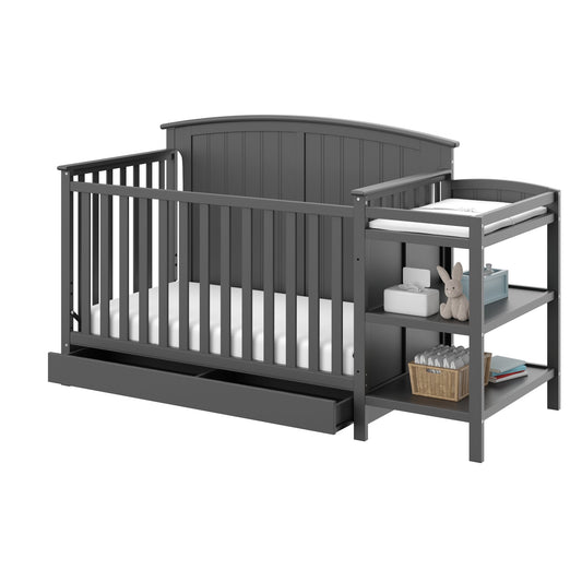 Storkcraft Steveston 5-in-1 Convertible Crib with Drawer (Gray) - Converts from Baby Crib to Toddler Bed, Daybed