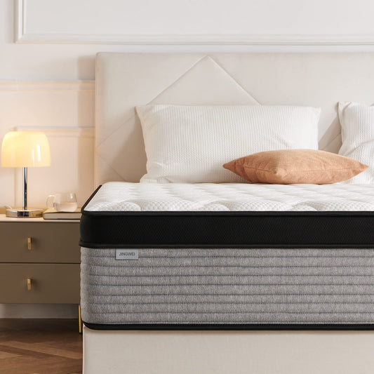 King Mattress, 12 Inch Innerspring Hybrid Mattress in a Box, Individually Pocket Coils for Motion Isolation & Cool Sleep, King Bed for Back Pain, Medium Firm, King Size Mattress