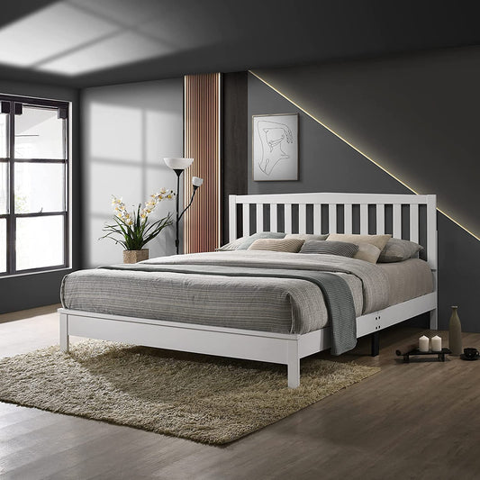 New Classic Furniture Scorpius Solid Wood Queen Size All-in-One Platform Bed, White