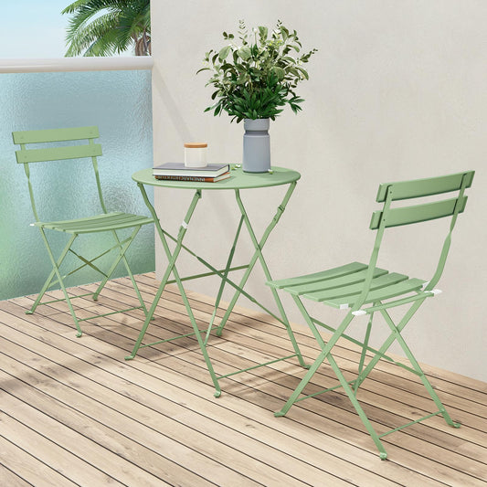 Grand patio Premium Steel Patio Bistro Set, Folding Outdoor Patio Furniture Sets, 3 Piece Patio Set of Foldable Patio Table and Chairs, Sage Green