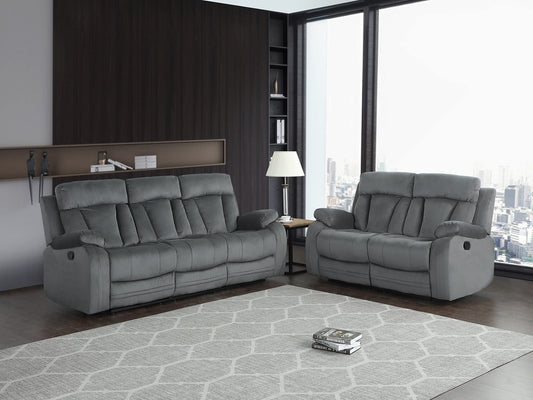 Blackjack Furniture Elton Microfiber Reclining Modern Living Room Loveseat, Sofa, Gray
