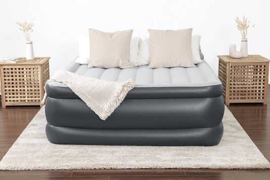 Queen Inflatable Big 22" Mattress with USB Charger and Built-In Pump
