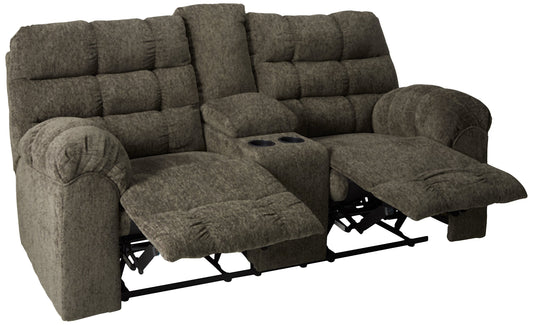 Signature Design by Ashley Acieona Oversized Manual Reclining Loveseat with Center Console & Cup Holders, Dark Gray