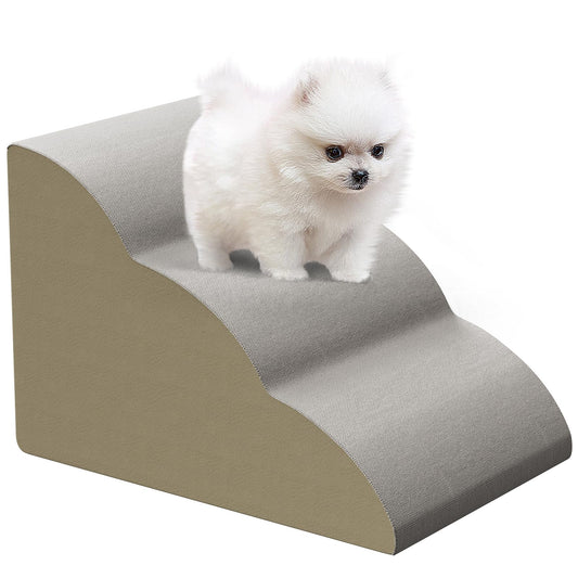 Xdsirone Dog Stairs,Dog Ramp for Bed and Couch, High Density Foam Dog Stairs to Bed, Low Slope Pet Stairs (3 Tiers)