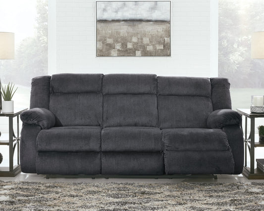 Signature Design by Ashley Burkner Faux Velvet Reclining Power Sofa, Dark Gray