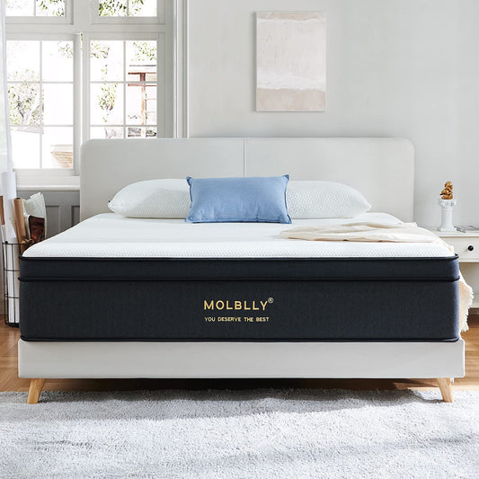 Molblly King Mattress, 12 Inch Hybrid Mattress in a Box with Gel Memory Foam, Individually Wrapped Pocket Coils Innerspring, Pressure-Relieving and Supportive,Non-Fiberglass,Mattress King Size