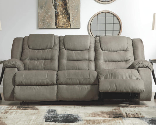 Signature Design by Ashley McCade Contemporary Manual Pull Tab Dual-Sided Reclining Sofa, Gray