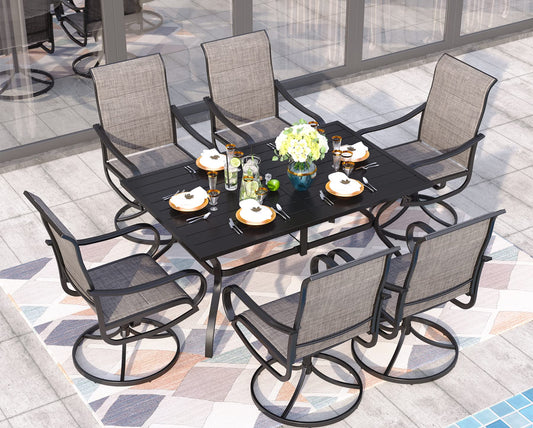Sophia & William Patio Dining Set 7 Piece Outdoor Metal Furniture Set with Swivel Dining Chairs