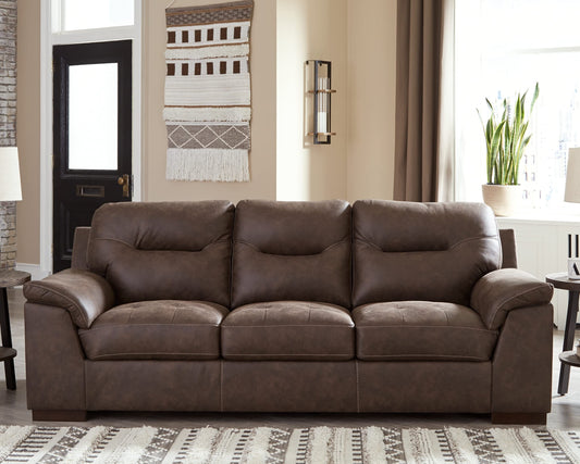 Signature Design by Ashley Maderla Faux Leather Oversized Sofa, Walnut Brown