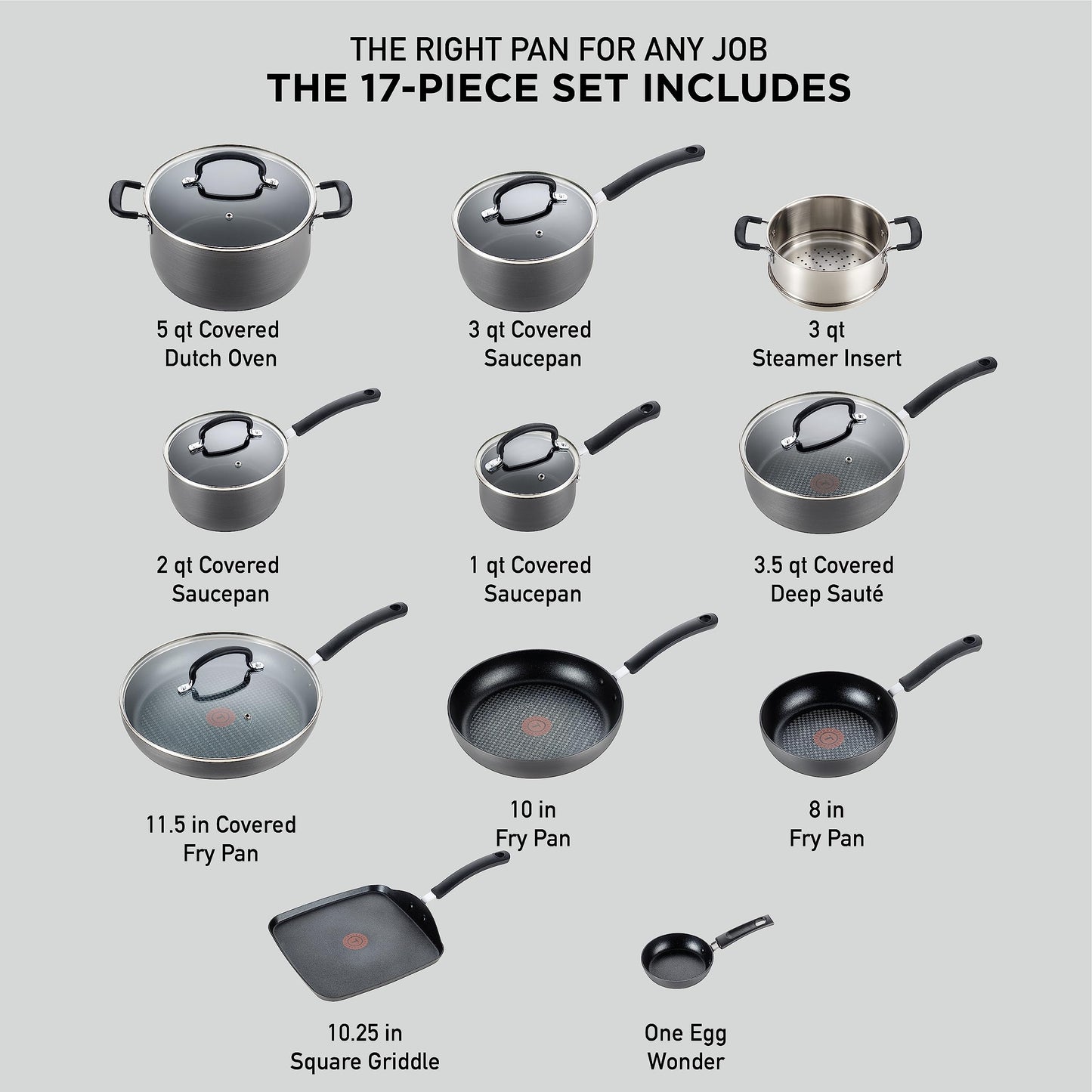 17 pc. T-fal Ultimate Hard Anodized Nonstick Cookware Set