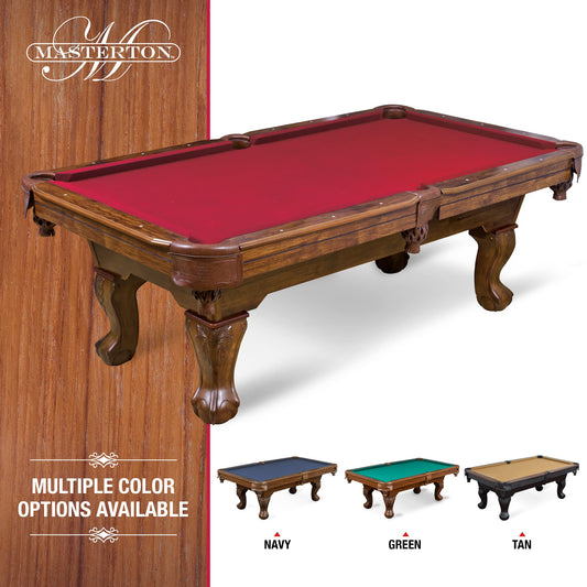 Masterton 87 inch Billiard Table, Claw Leg Bar-Size Indoor Pool Table - Bergundy Felt