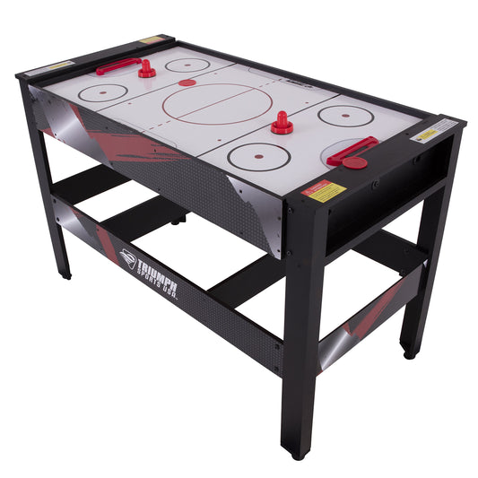 Triumph 4-in-1 Rotating Swivel Multigame Table – Air Hockey, Billiards, Table Tennis, and Launch Football , Black/White, 23.75 x 32.00 x 48.00"