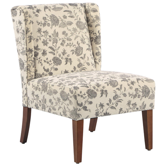 Floral Upholstered Wingback Armless Accent Chair