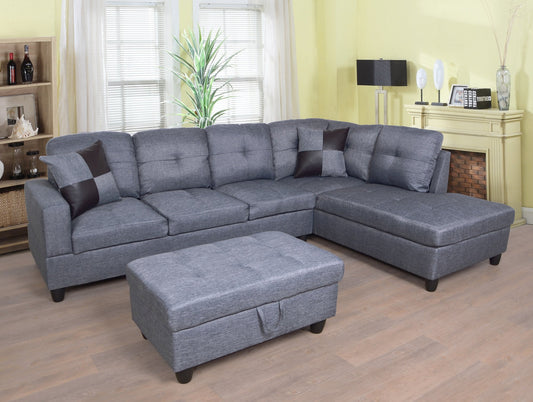 Gray Sectional Sofa with Ottoman